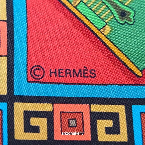 Hermès Silk Scarf Musique des Dieux Ancient Greece Greek Music Dance Hand-rolled - Picture 5 of 16